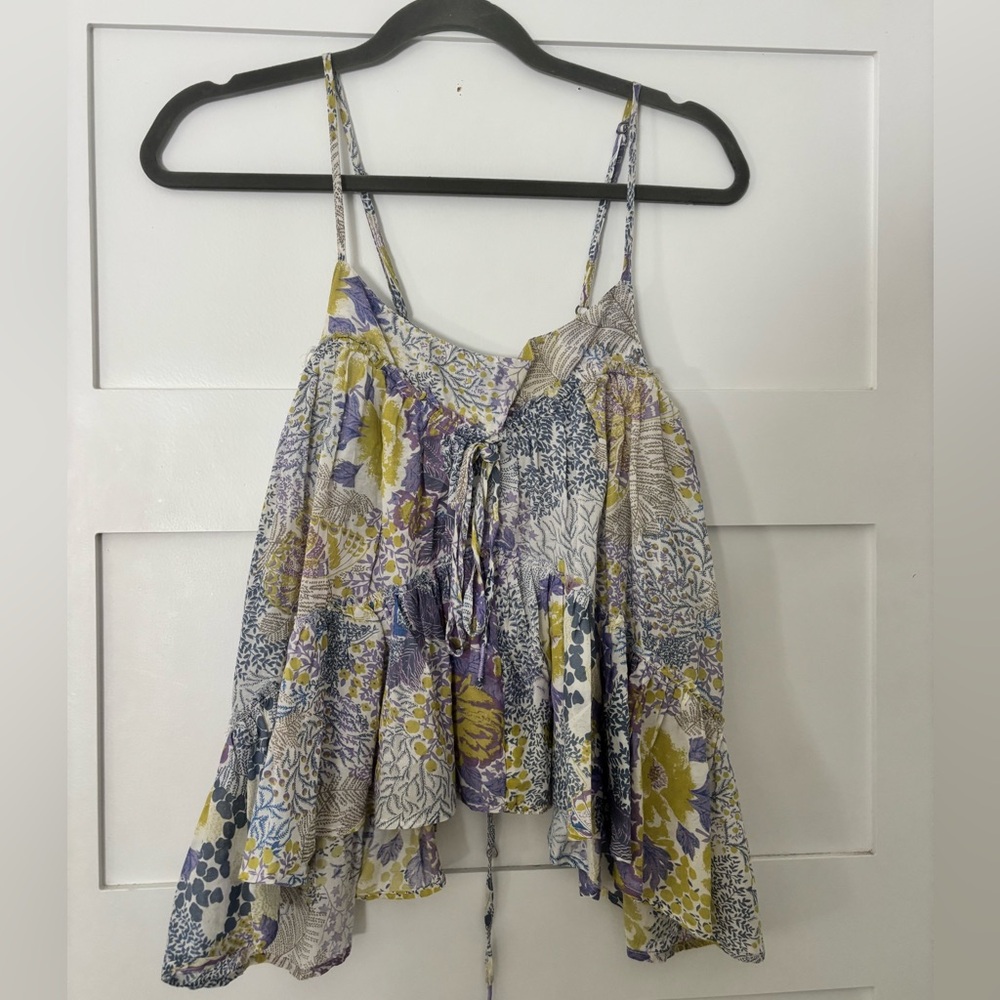 Floral Women's Top in Blue and Yellow
